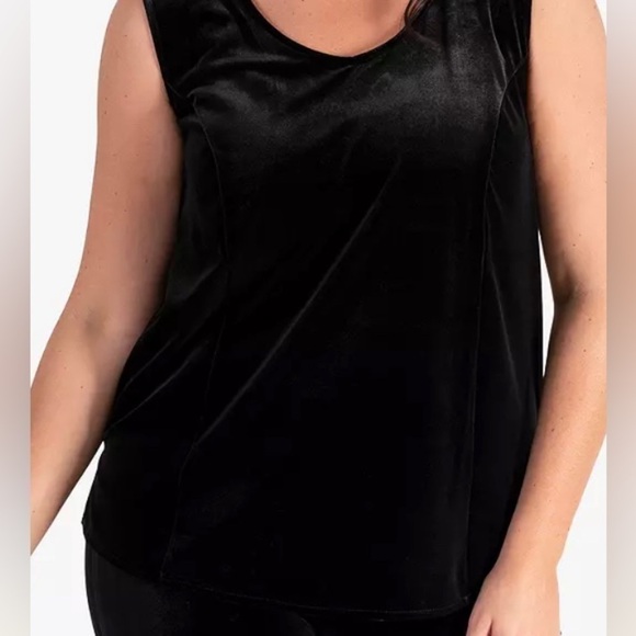 Vicki Vi Black Stretch Velvet Sleeveless Tunic Tank - Picture 1 of 11